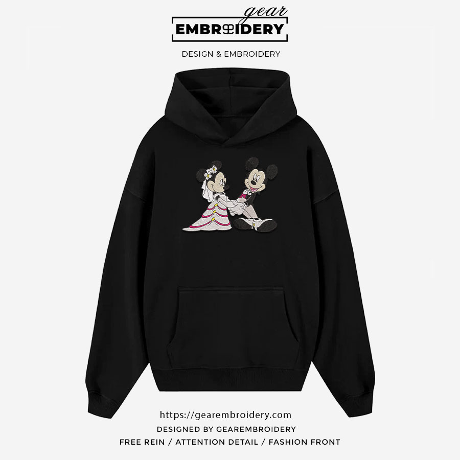 Mickey minnie wedding Mickey Mouse Embroidered Personalized Embroidered T Shirt Sweatshirt Hoodie Clothing MKM006