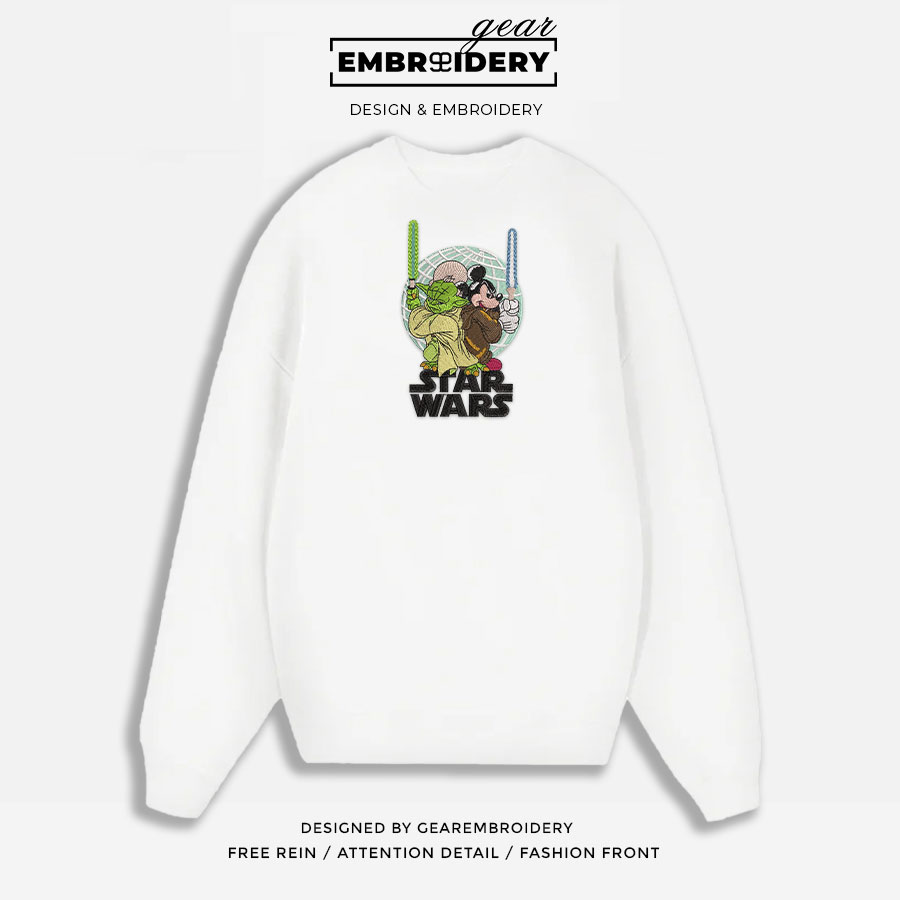 Yoda mickey star wars Mickey Mouse Embroidered Personalized Embroidered T Shirt Sweatshirt Hoodie Clothing MKM012