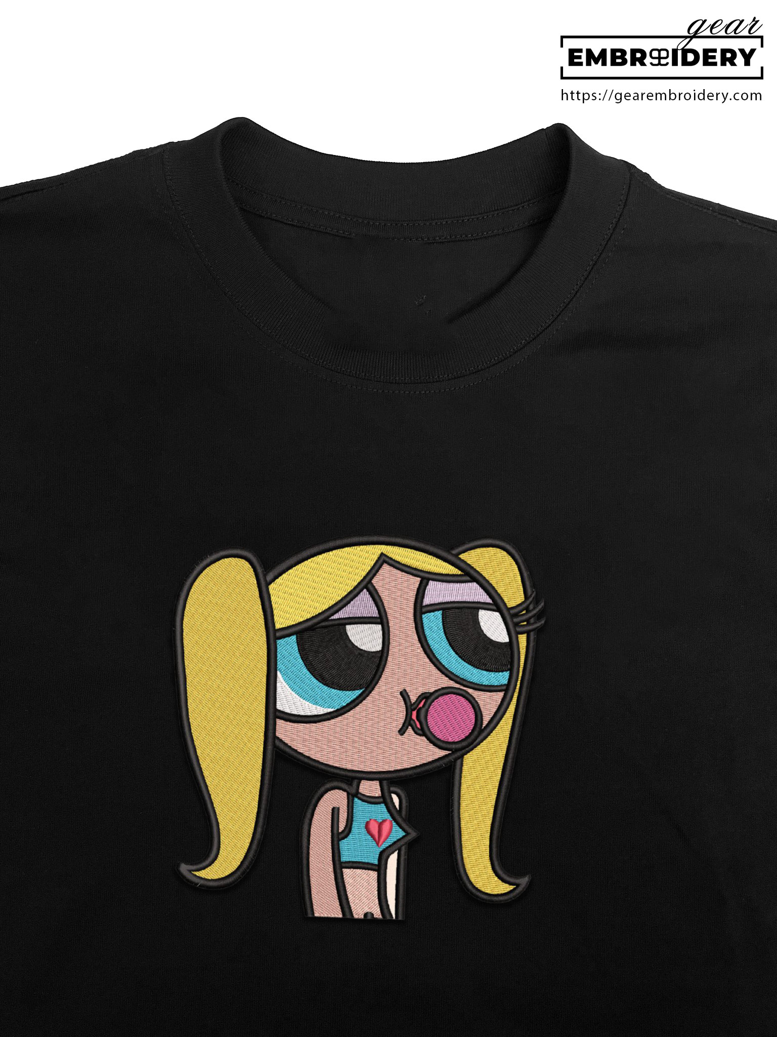 Bubble Powerpuff Girls Embroidered Personalized Embroidered T Shirt Sweatshirt Hoodie Clothing PG002