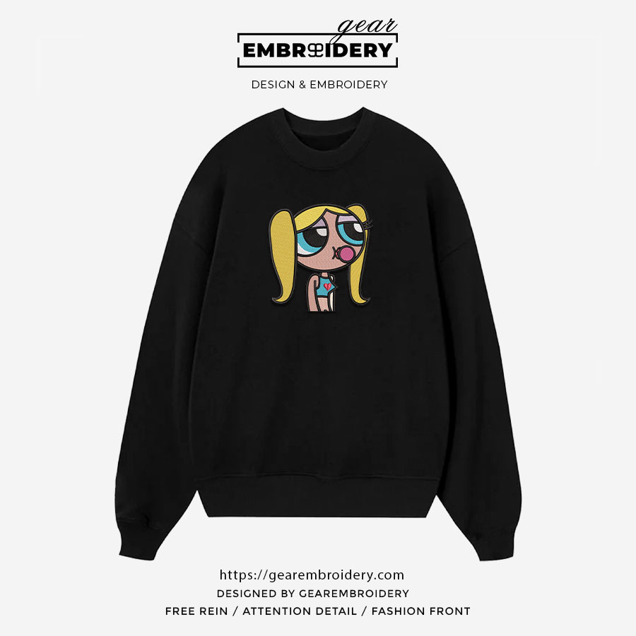 Bubble Powerpuff Girls Embroidered Personalized Embroidered T Shirt Sweatshirt Hoodie Clothing PG002