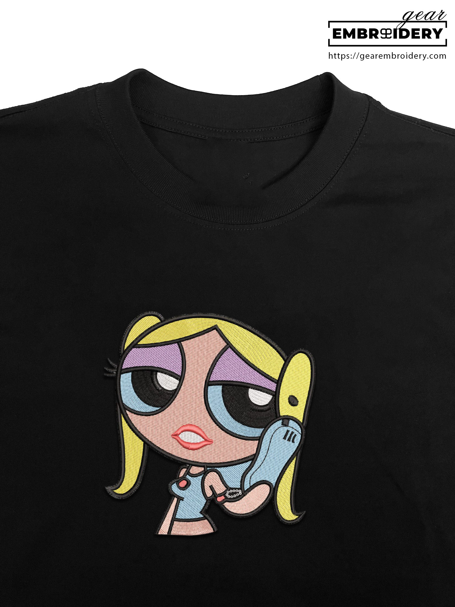 Bubble Powerpuff Girls Embroidered Personalized Embroidered T Shirt Sweatshirt Hoodie Clothing PG003