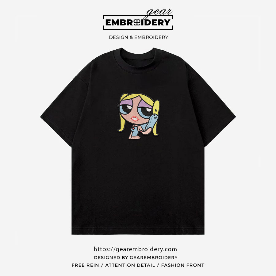 Bubble Powerpuff Girls Embroidered Personalized Embroidered T Shirt Sweatshirt Hoodie Clothing PG003
