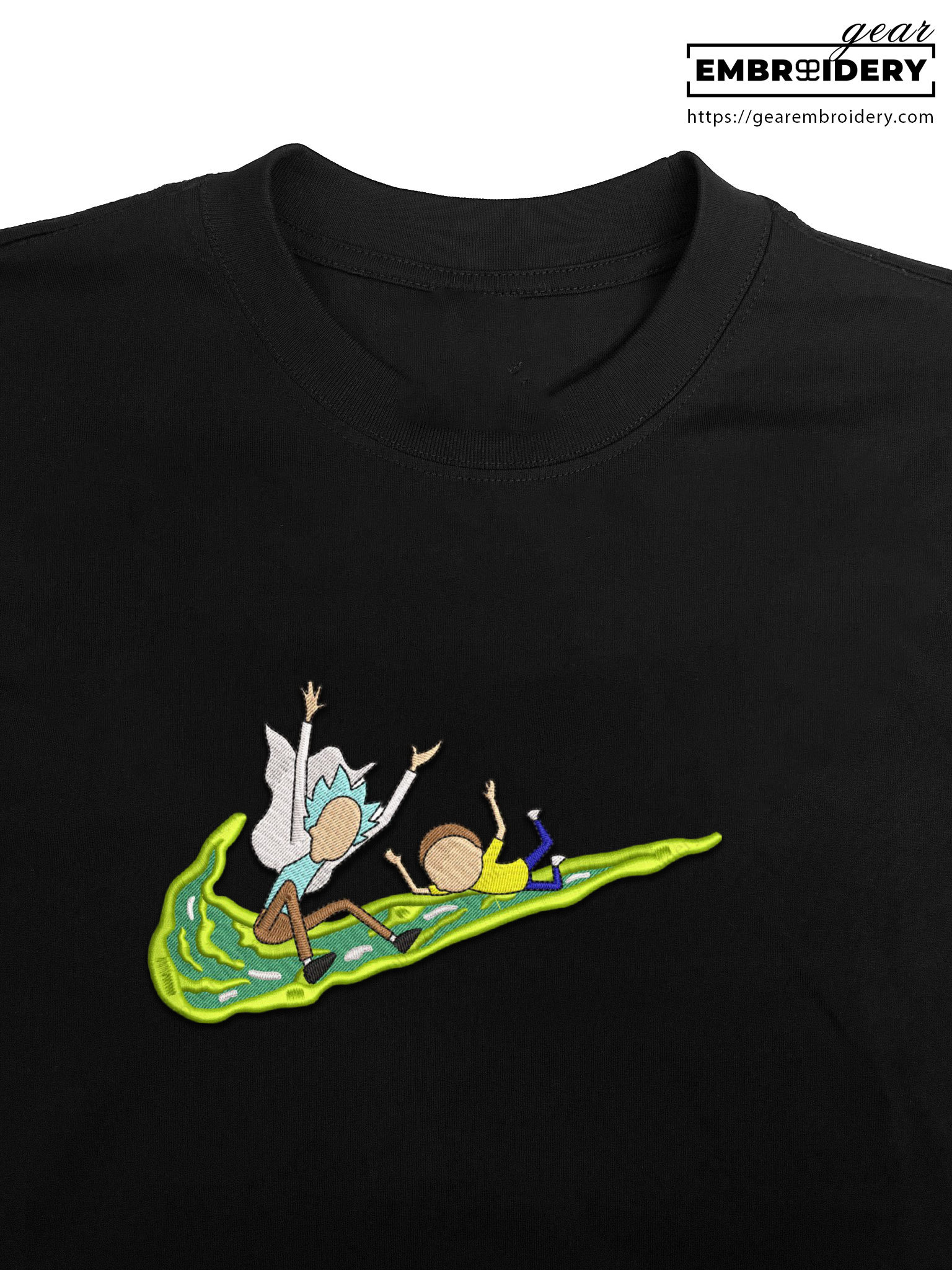 Rick and morty swoosh Rick & Morty Embroidered Design Personalized Embroidered T Shirt Sweatshirt Hoodie Clothing RM006