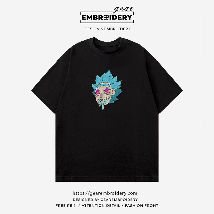 Rick face Rick & Morty Embroidered Design Personalized Embroidered T Shirt Sweatshirt Hoodie Clothing RM013