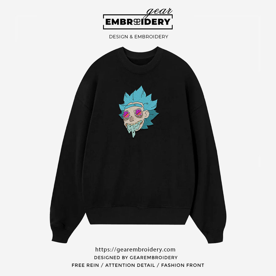 Rick face Rick & Morty Embroidered Design Personalized Embroidered T Shirt Sweatshirt Hoodie Clothing RM013