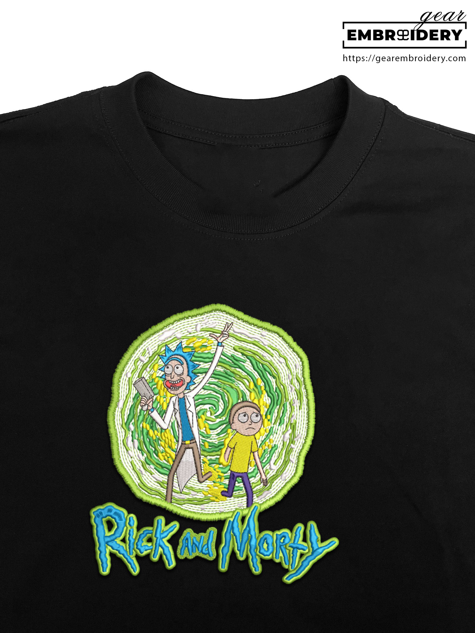 Rick morty portal Rick & Morty Embroidered Design Personalized Embroidered T Shirt Sweatshirt Hoodie Clothing RM014