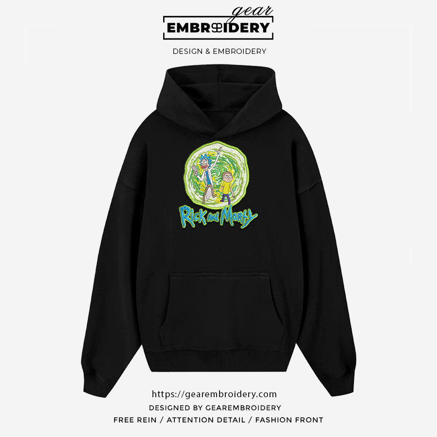 Rick morty portal Rick & Morty Embroidered Design Personalized Embroidered T Shirt Sweatshirt Hoodie Clothing RM014