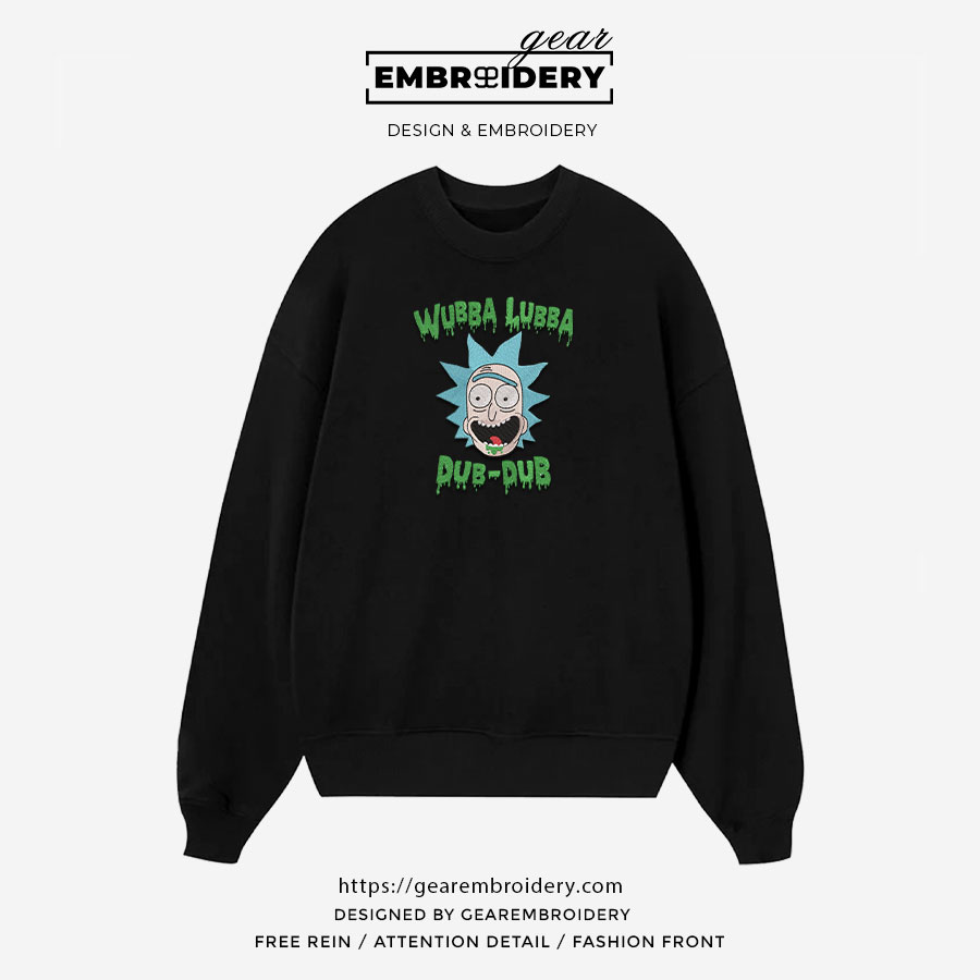 Rick Rick & Morty Embroidered Design Personalized Embroidered T Shirt Sweatshirt Hoodie Clothing RM012