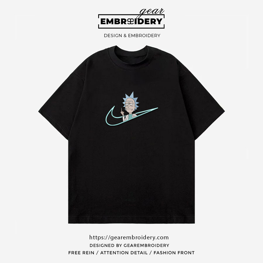 Rick swoosh Rick & Morty Embroidered Design Personalized Embroidered T Shirt Sweatshirt Hoodie Clothing RM015