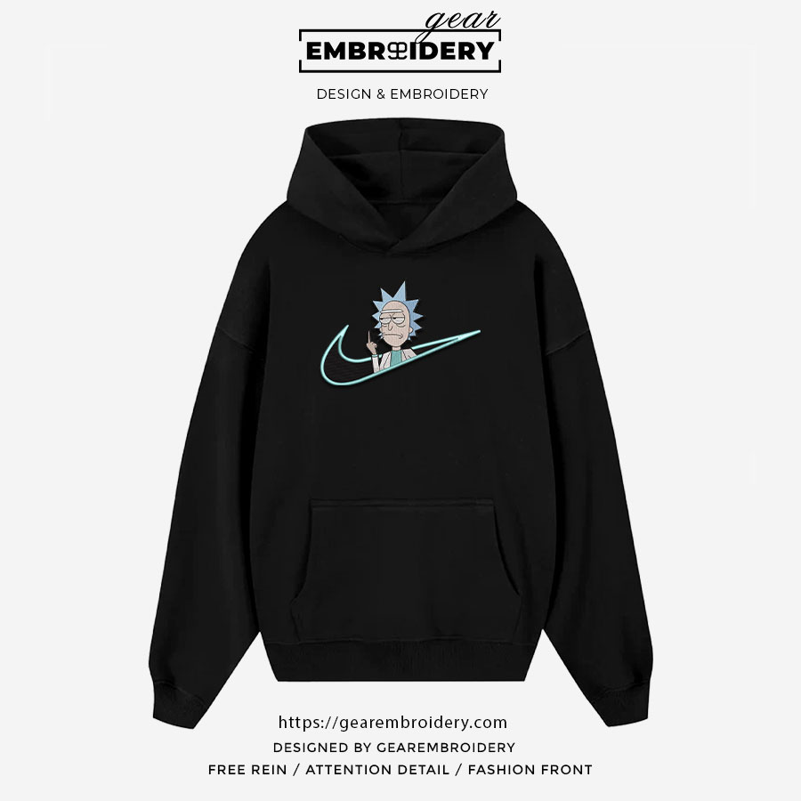 Rick swoosh Rick & Morty Embroidered Design Personalized Embroidered T Shirt Sweatshirt Hoodie Clothing RM015
