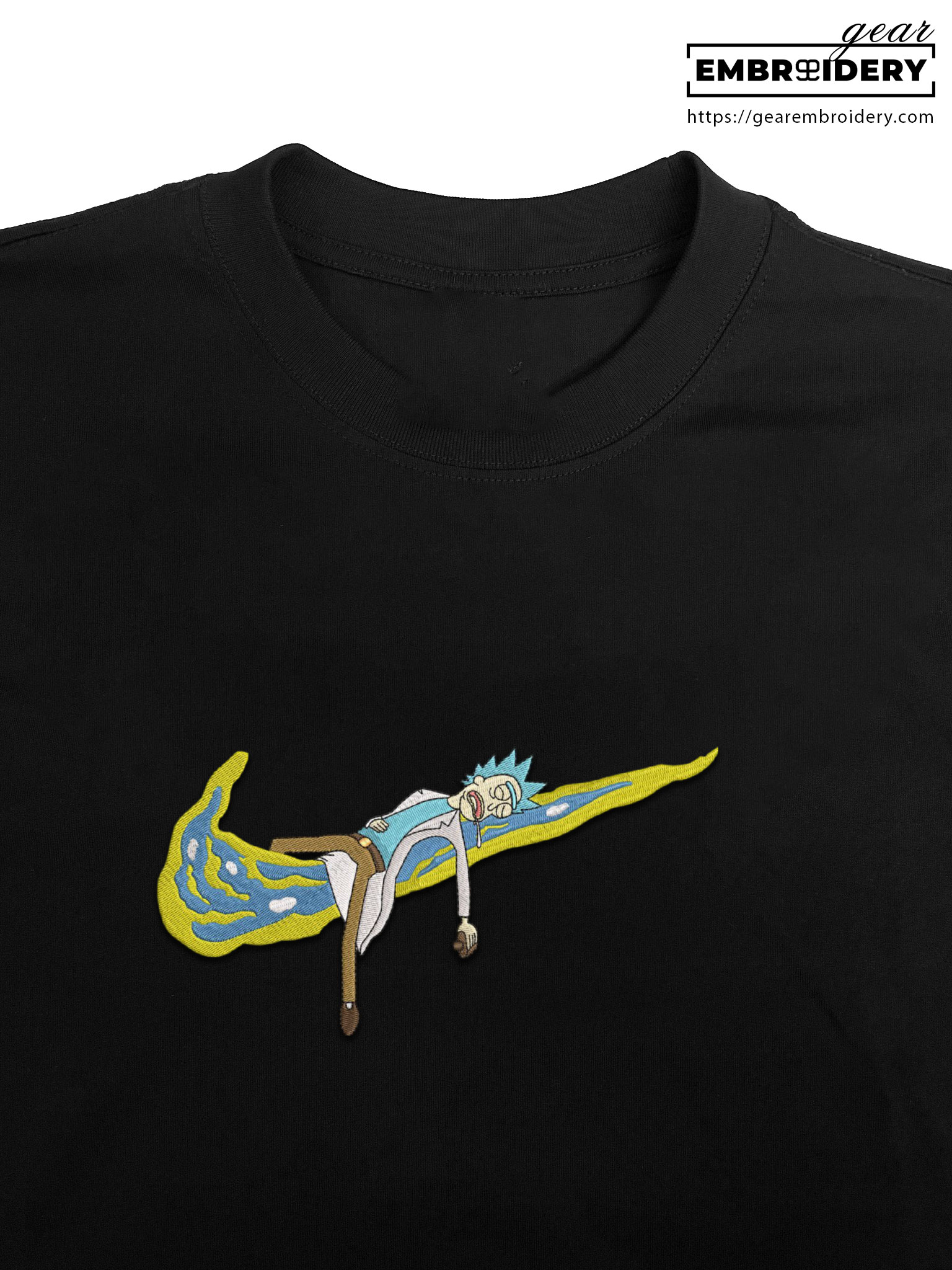 Rick swoosh Rick & Morty Embroidered Design Personalized Embroidered T Shirt Sweatshirt Hoodie Clothing RM016