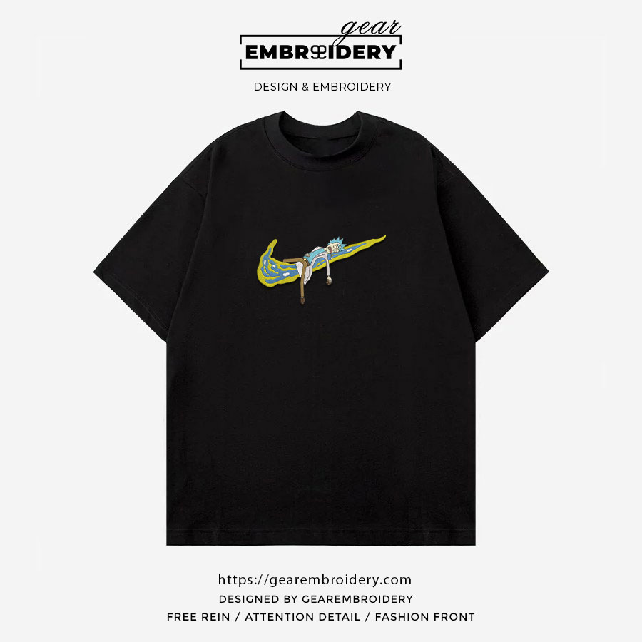 Rick swoosh Rick & Morty Embroidered Design Personalized Embroidered T Shirt Sweatshirt Hoodie Clothing RM016