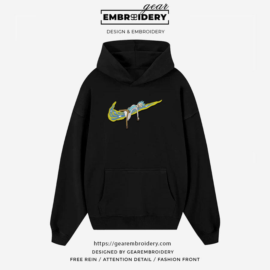 Rick swoosh Rick & Morty Embroidered Design Personalized Embroidered T Shirt Sweatshirt Hoodie Clothing RM016