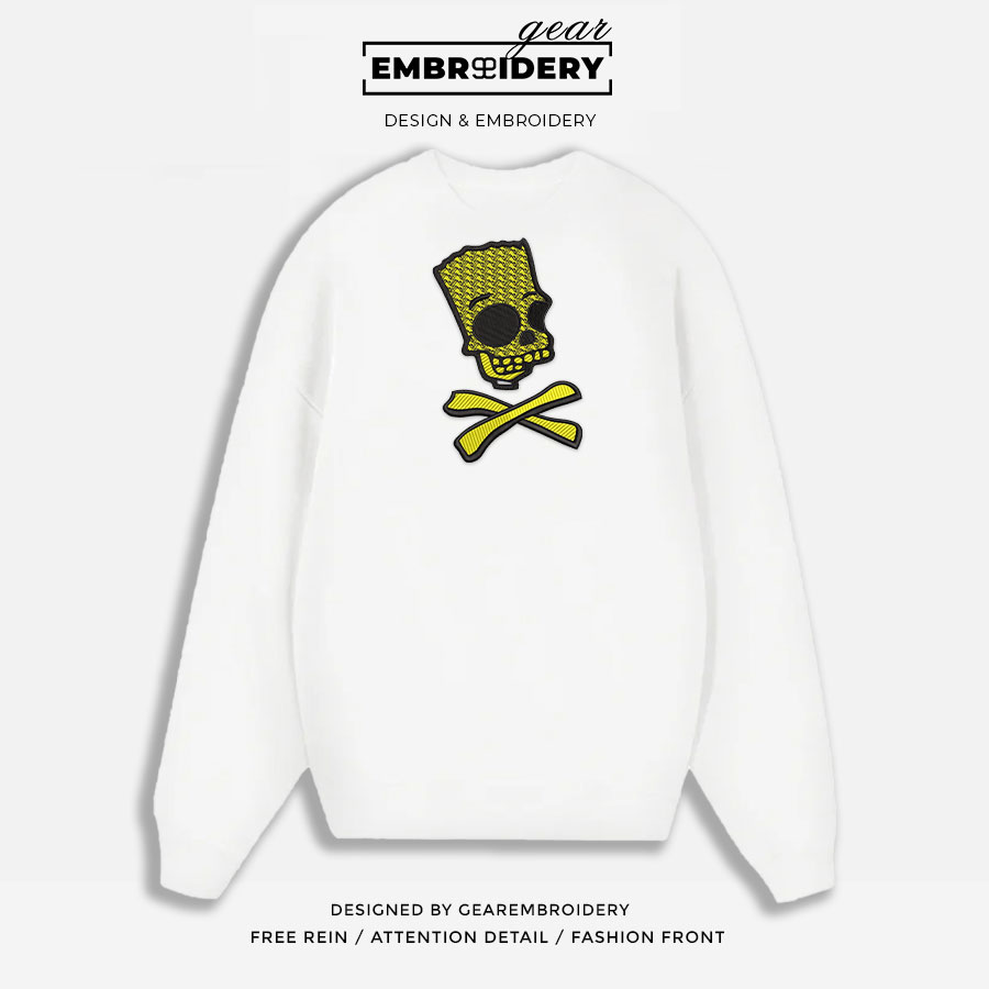 Bart bones Simpsons Embroidered Design Personalized Embroidered T Shirt Sweatshirt Hoodie Clothing S111