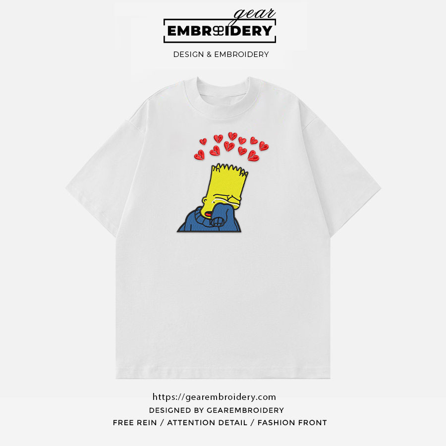 Bart crying Simpsons Embroidered Design Personalized Embroidered T Shirt Sweatshirt Hoodie Clothing S112