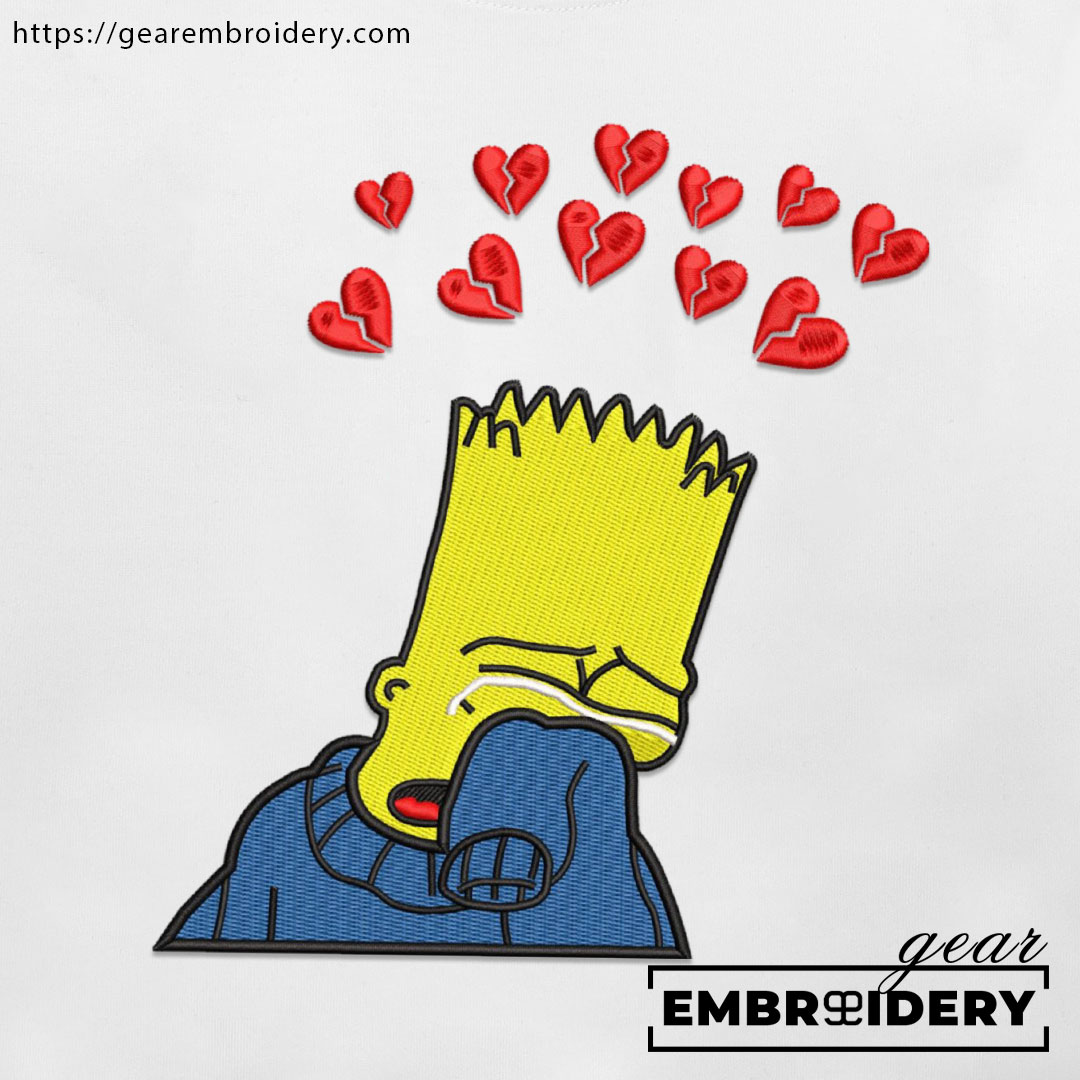 Bart crying Simpsons Embroidered Design Personalized Embroidered T Shirt Sweatshirt Hoodie Clothing S112