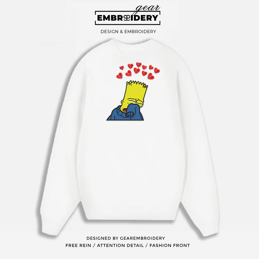Bart crying Simpsons Embroidered Design Personalized Embroidered T Shirt Sweatshirt Hoodie Clothing S112
