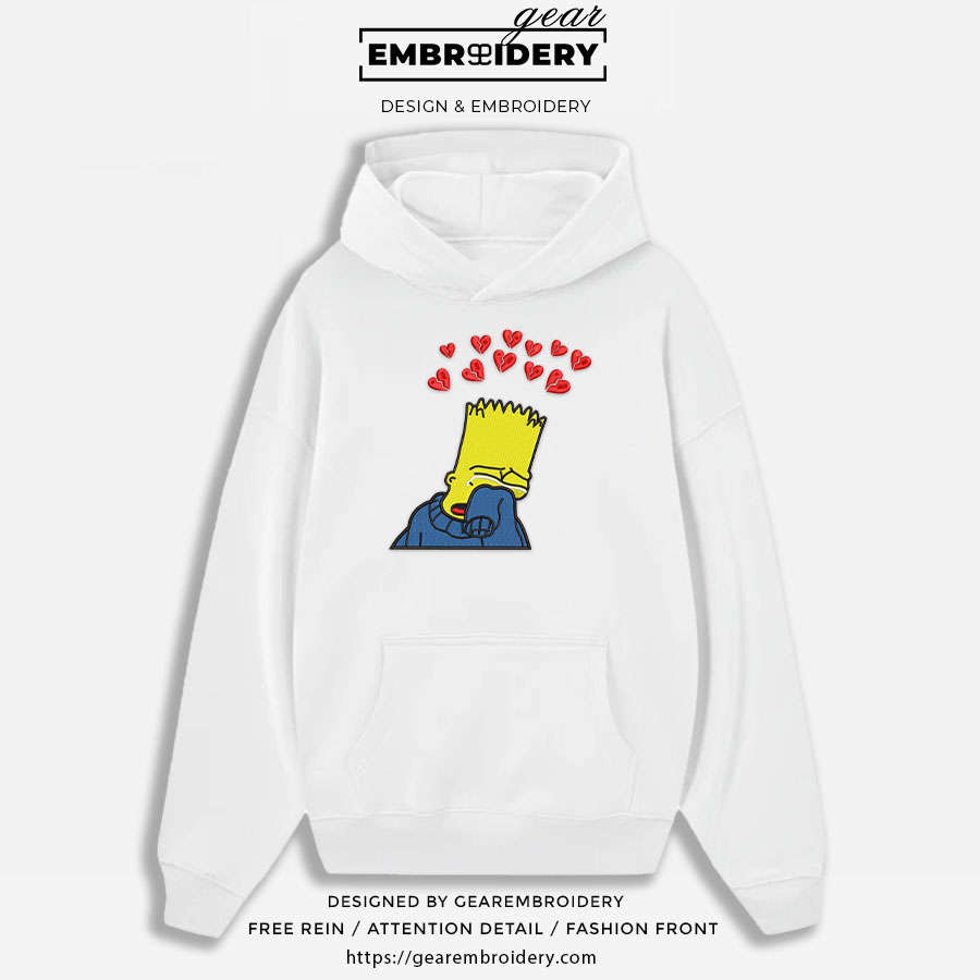 Bart crying Simpsons Embroidered Design Personalized Embroidered T Shirt Sweatshirt Hoodie Clothing S112