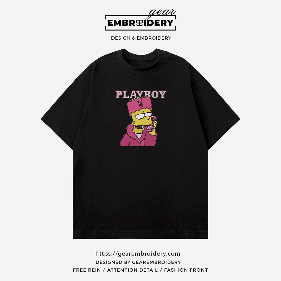 Bart playboy Simpsons Embroidered Design Personalized Embroidered T Shirt Sweatshirt Hoodie Clothing S113