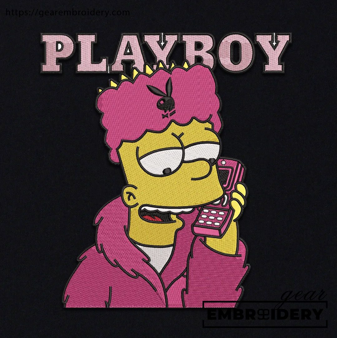 Bart playboy Simpsons Embroidered Design Personalized Embroidered T Shirt Sweatshirt Hoodie Clothing S113
