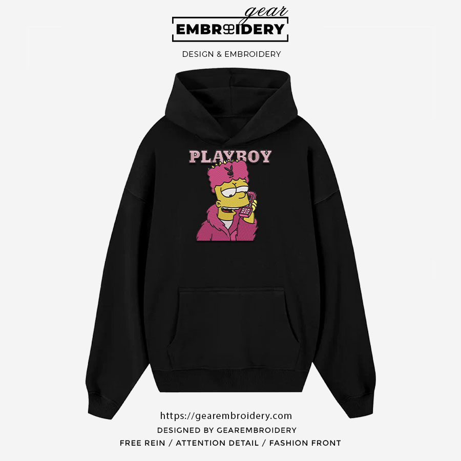 Bart playboy Simpsons Embroidered Design Personalized Embroidered T Shirt Sweatshirt Hoodie Clothing S113