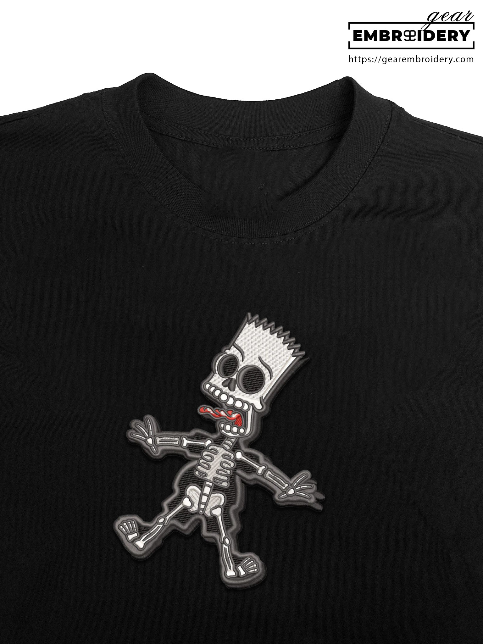 Bart skeleton Simpsons Embroidered Design Personalized Embroidered T Shirt Sweatshirt Hoodie Clothing S114