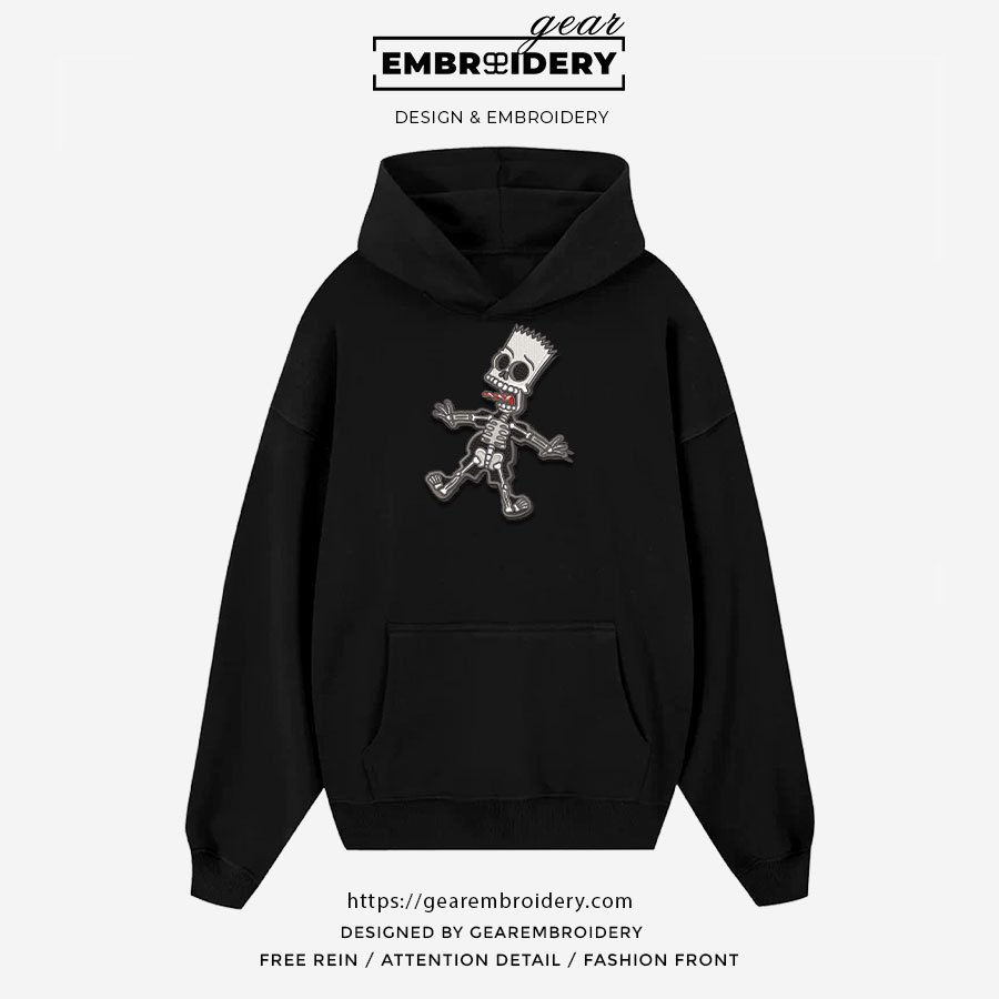 Bart skeleton Simpsons Embroidered Design Personalized Embroidered T Shirt Sweatshirt Hoodie Clothing S114