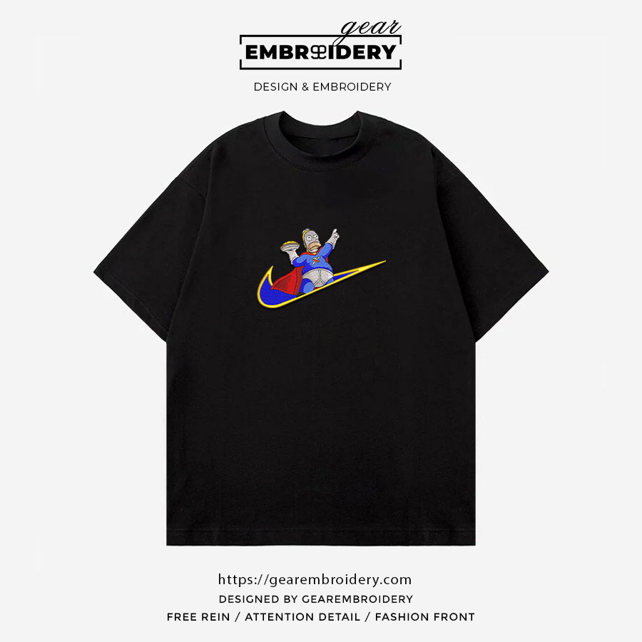 Homer pie swoosh Simpsons Embroidered Design Personalized Embroidered T Shirt Sweatshirt Hoodie Clothing S119