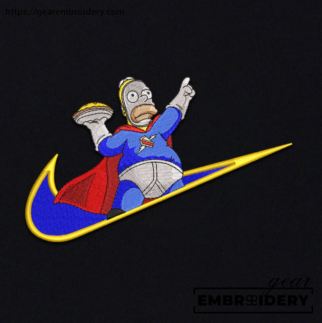 Homer pie swoosh Simpsons Embroidered Design Personalized Embroidered T Shirt Sweatshirt Hoodie Clothing S119