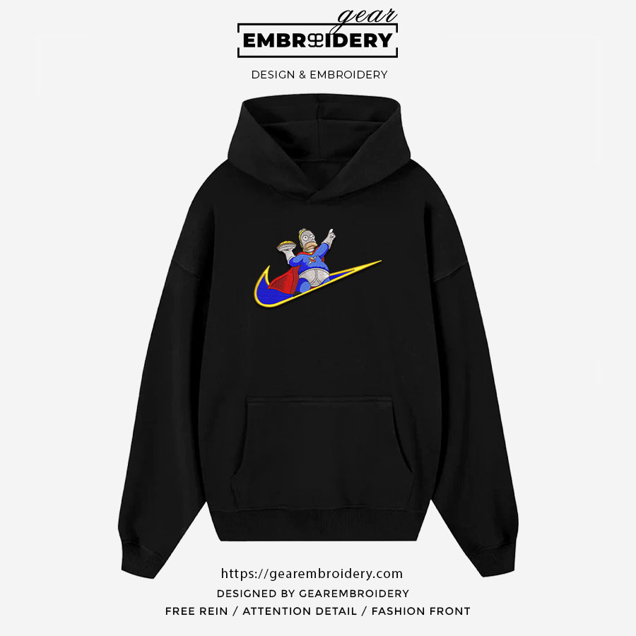 Homer pie swoosh Simpsons Embroidered Design Personalized Embroidered T Shirt Sweatshirt Hoodie Clothing S119
