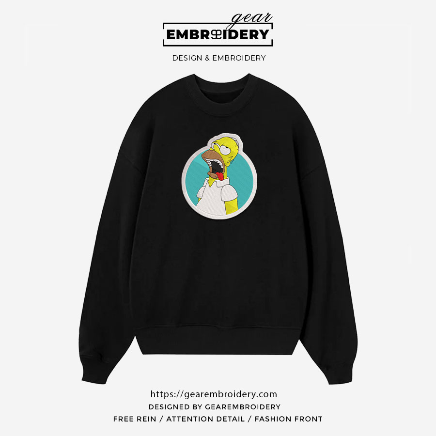 Homer Simpsons Embroidered Design Personalized Embroidered T Shirt Sweatshirt Hoodie Clothing S117