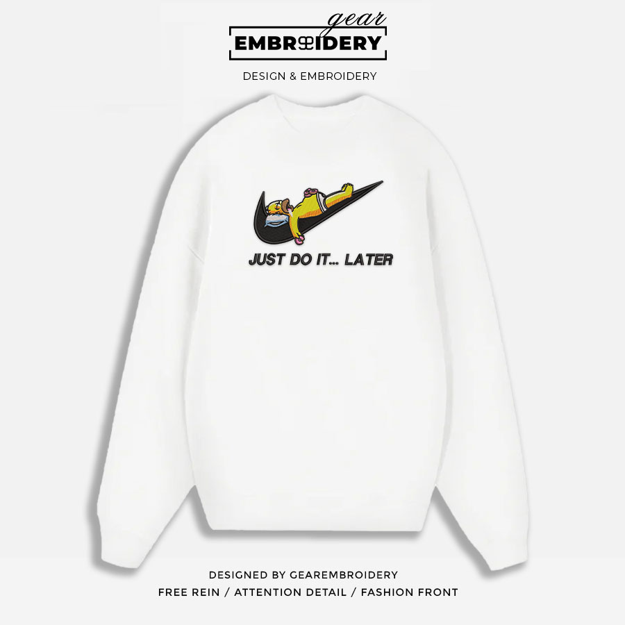 Homer swoosh Simpsons Embroidered Design Personalized Embroidered T Shirt Sweatshirt Hoodie Clothing S120