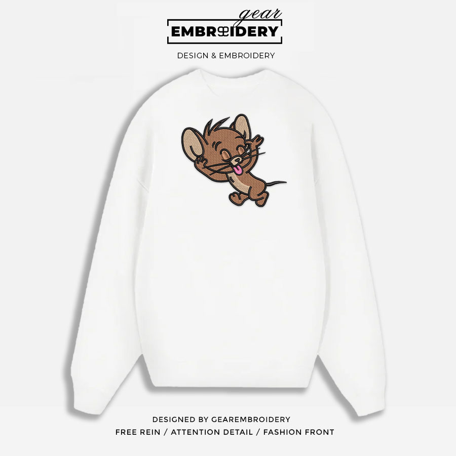 Jerry teasing Tom & Jerry Personalized Embroidered T Shirt Sweatshirt Hoodie Clothing TJ004