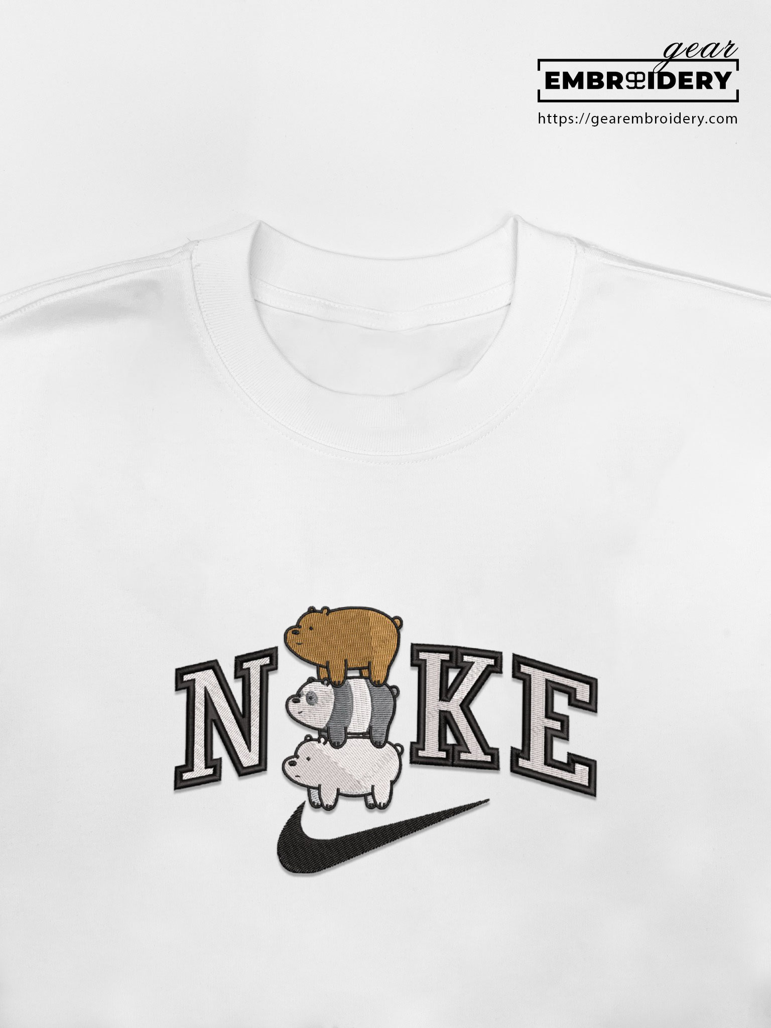 Bears we bare bears Embroidered Personalized Embroidered T Shirt Sweatshirt Hoodie Clothing OTC005