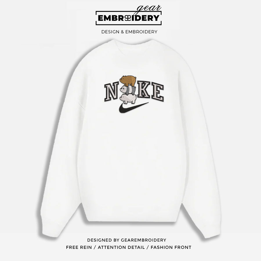 Bears we bare bears Embroidered Personalized Embroidered T Shirt Sweatshirt Hoodie Clothing OTC005