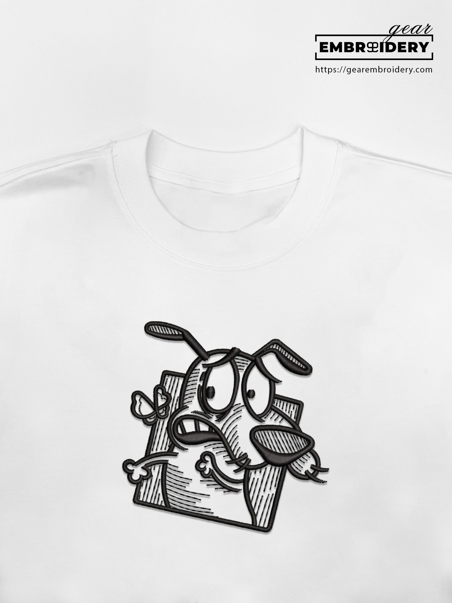 Courage courage the cowardly dog Embroidered Personalized Embroidered T Shirt Sweatshirt Hoodie Clothing OTC015