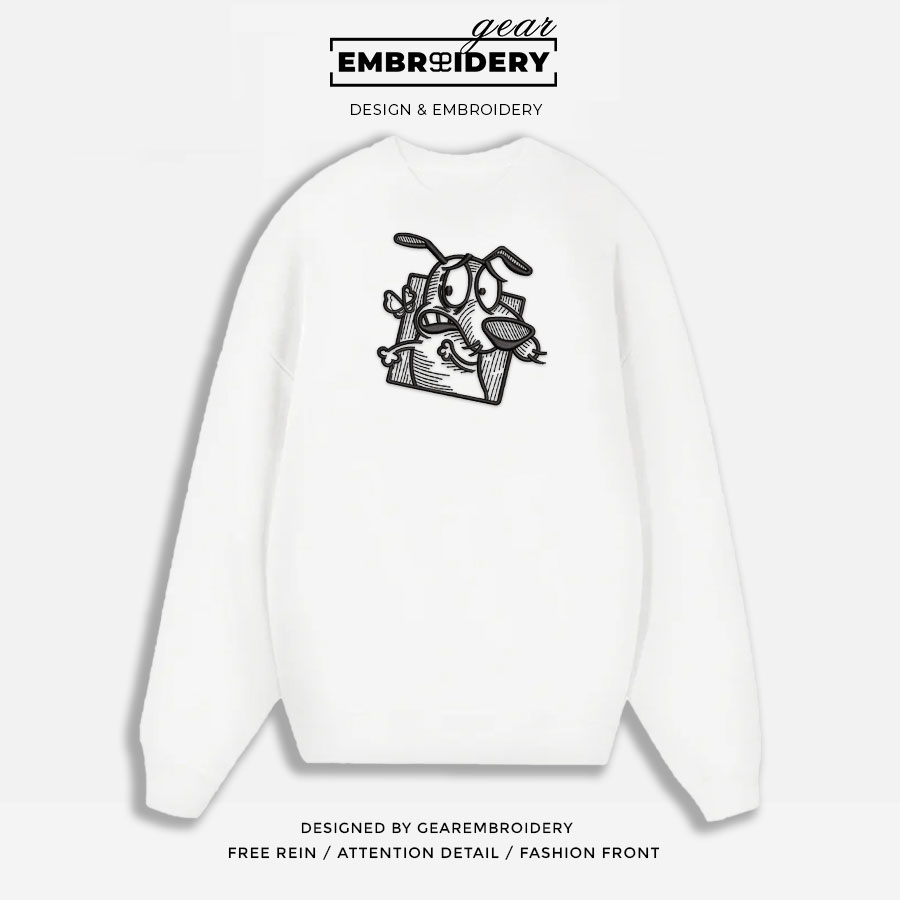 Courage courage the cowardly dog Embroidered Personalized Embroidered T Shirt Sweatshirt Hoodie Clothing OTC015