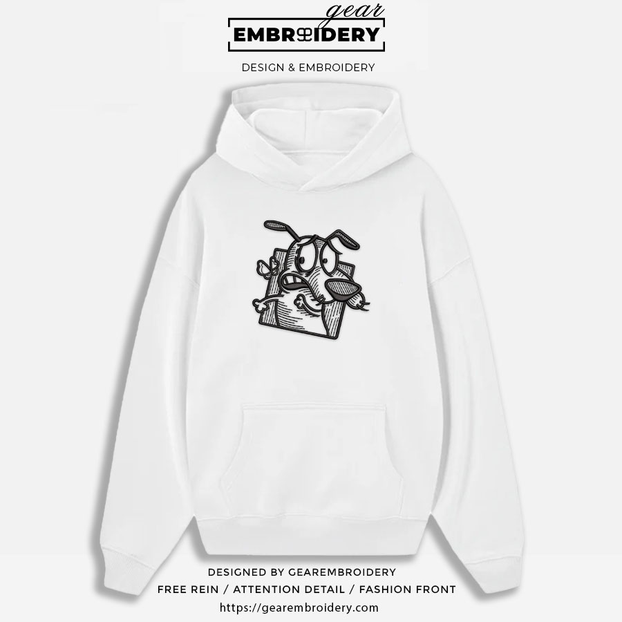 Courage courage the cowardly dog Embroidered Personalized Embroidered T Shirt Sweatshirt Hoodie Clothing OTC015