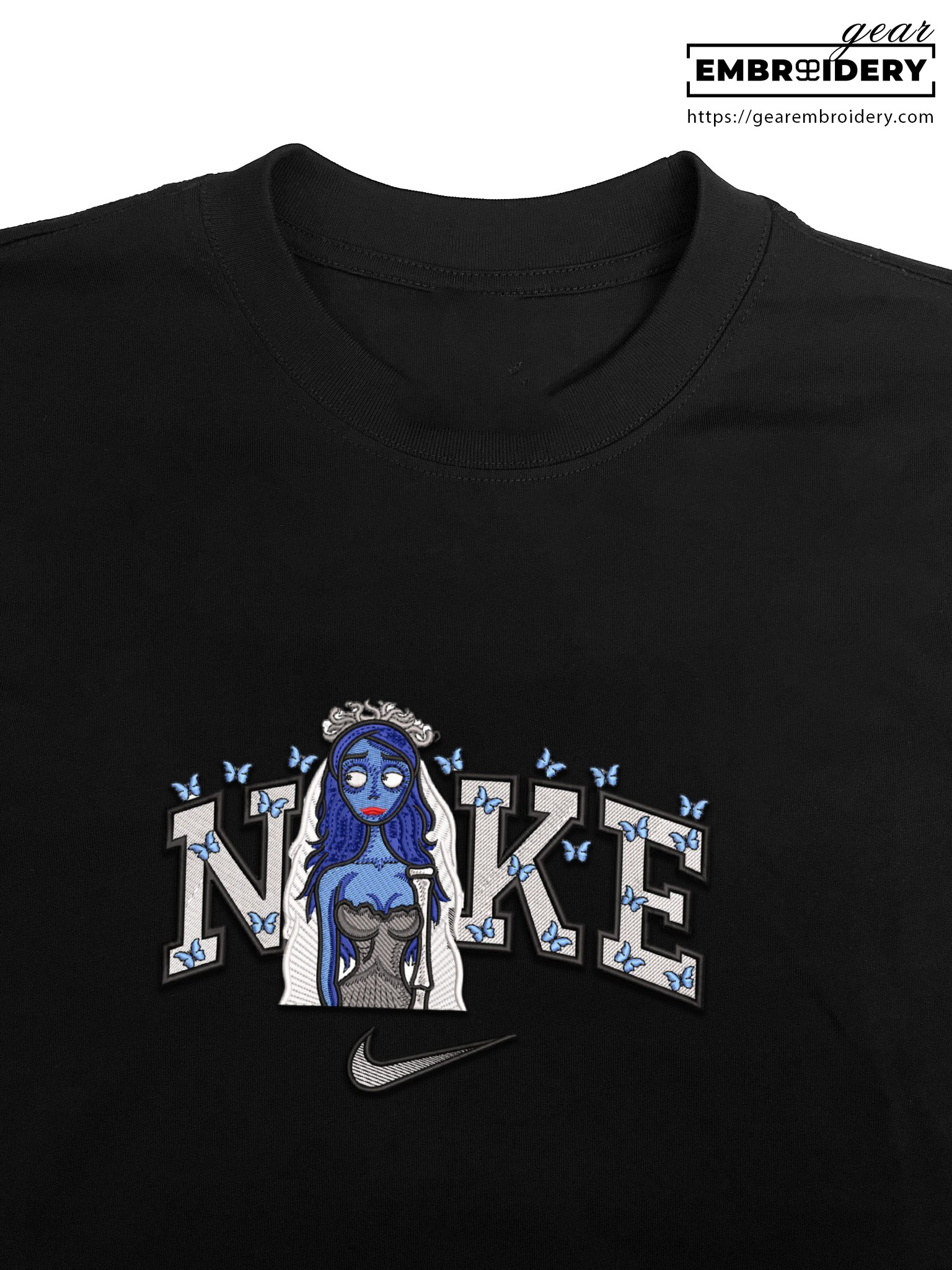 Emily corpse bride Embroidered Personalized Embroidered T Shirt Sweatshirt Hoodie Clothing OTC017