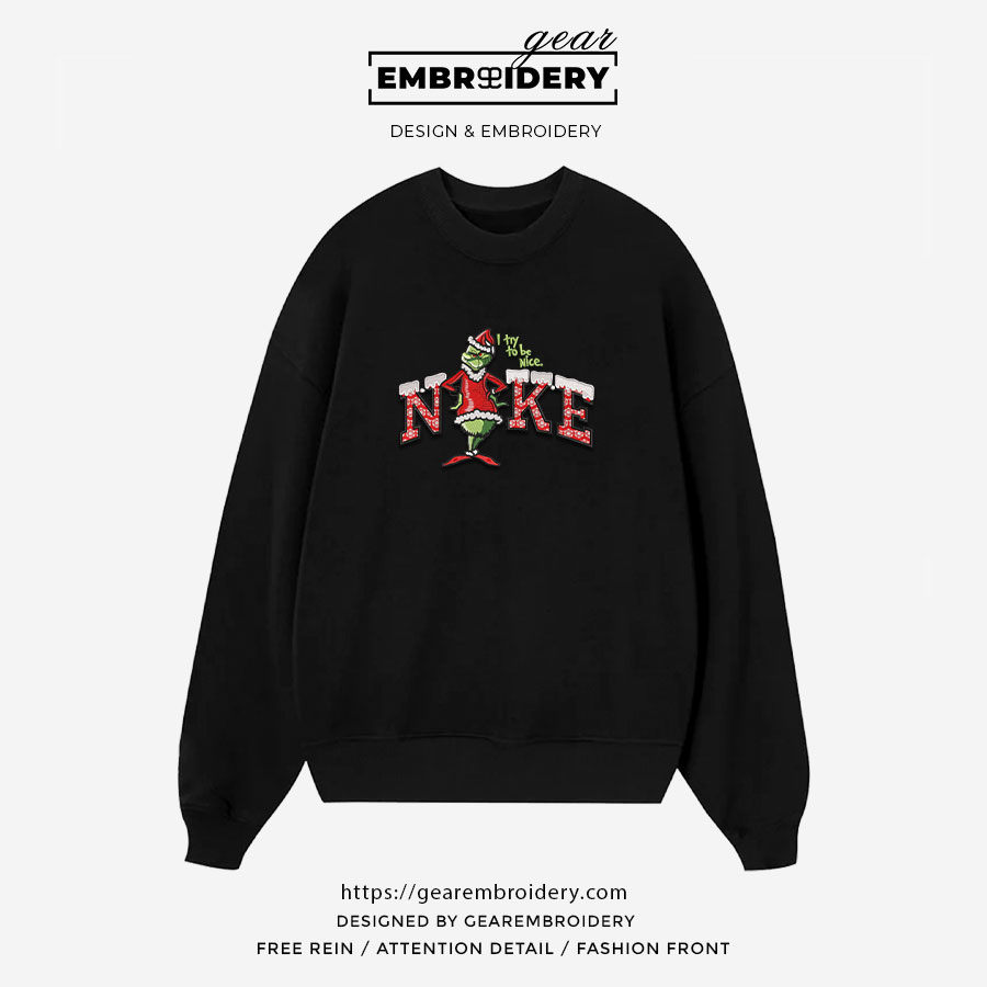 Grinch christmas grinch Embroidered Personalized Embroidered T Shirt Sweatshirt Hoodie Clothing OTC021