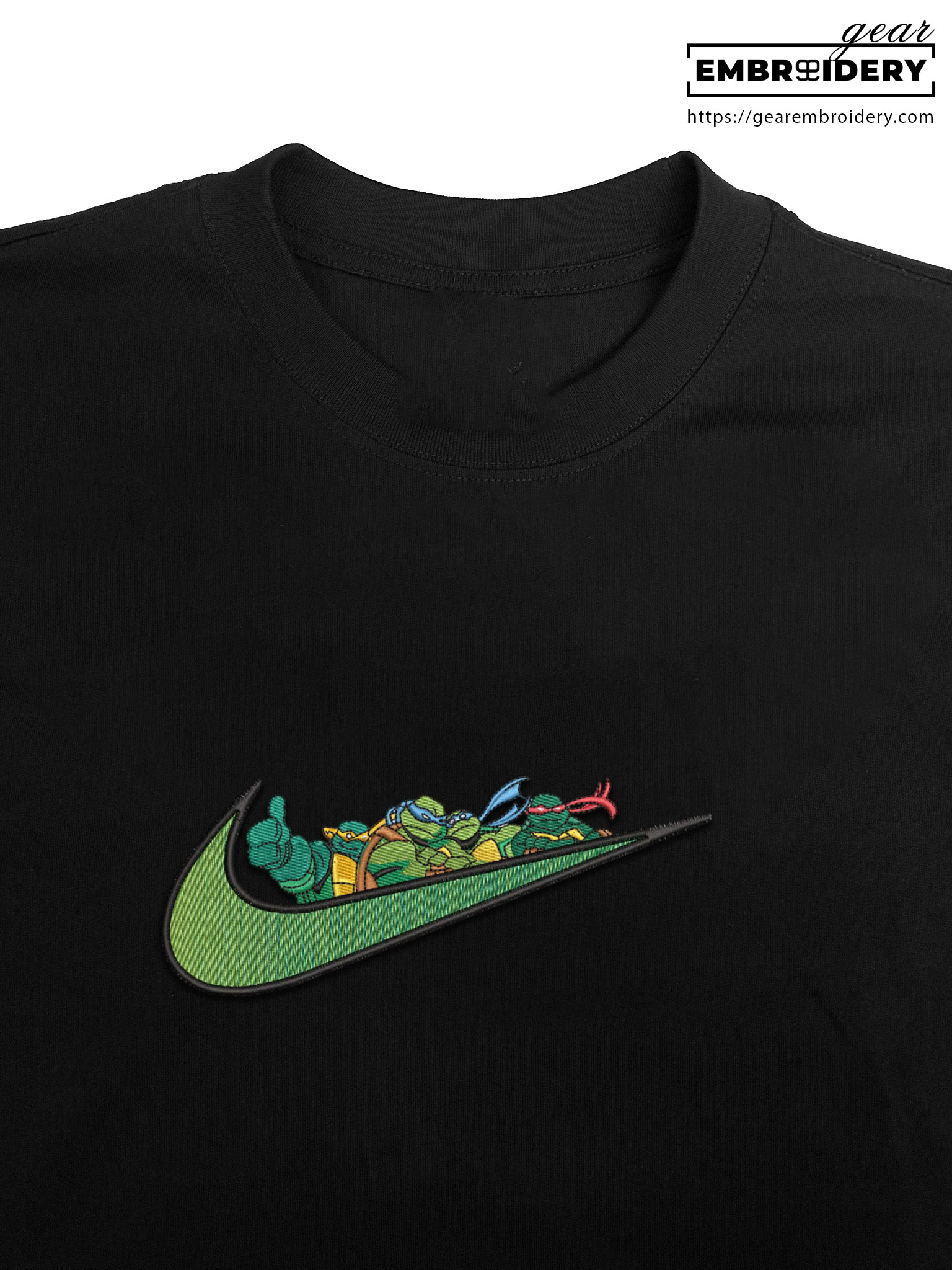 Ninja turtles swoosh ninja turtles Embroidered Personalized Embroidered T Shirt Sweatshirt Hoodie Clothing OTC036