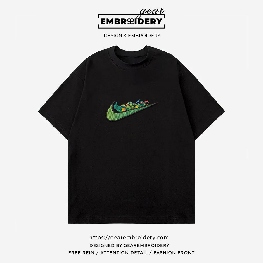 Ninja turtles swoosh ninja turtles Embroidered Personalized Embroidered T Shirt Sweatshirt Hoodie Clothing OTC036