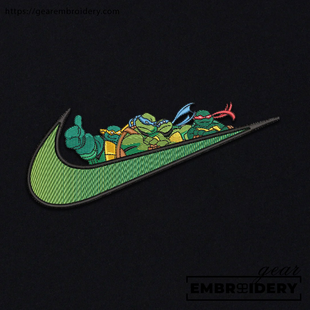 Ninja turtles swoosh ninja turtles Embroidered Personalized Embroidered T Shirt Sweatshirt Hoodie Clothing OTC036