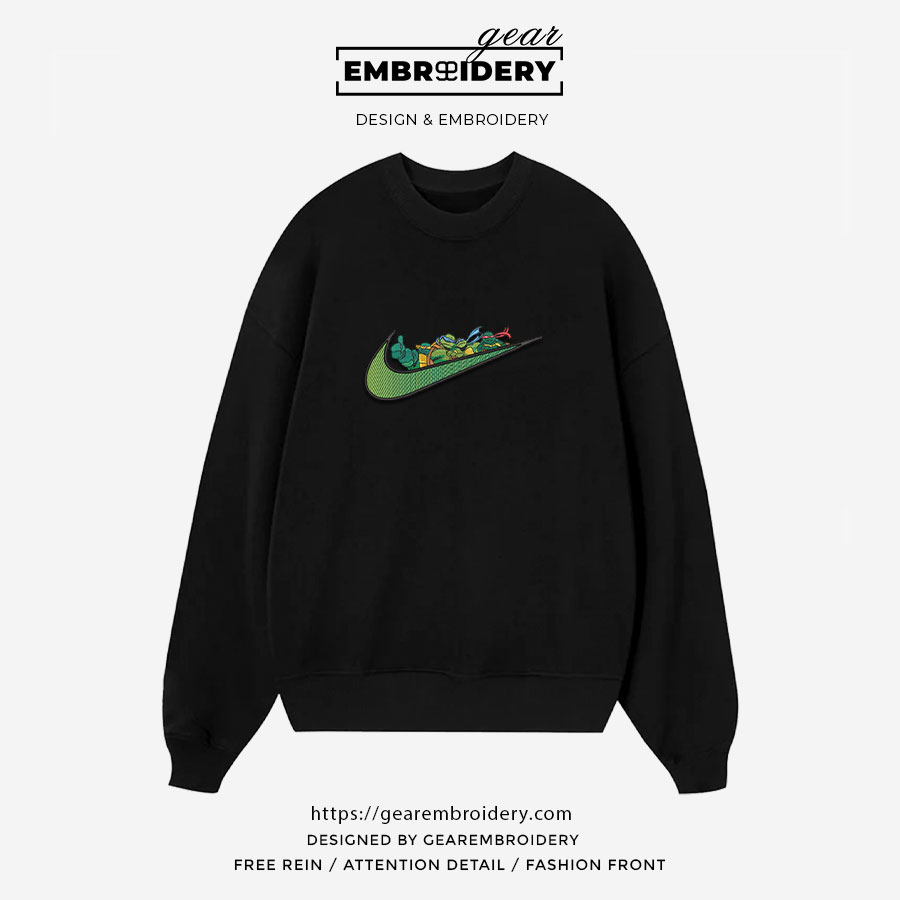 Ninja turtles swoosh ninja turtles Embroidered Personalized Embroidered T Shirt Sweatshirt Hoodie Clothing OTC036