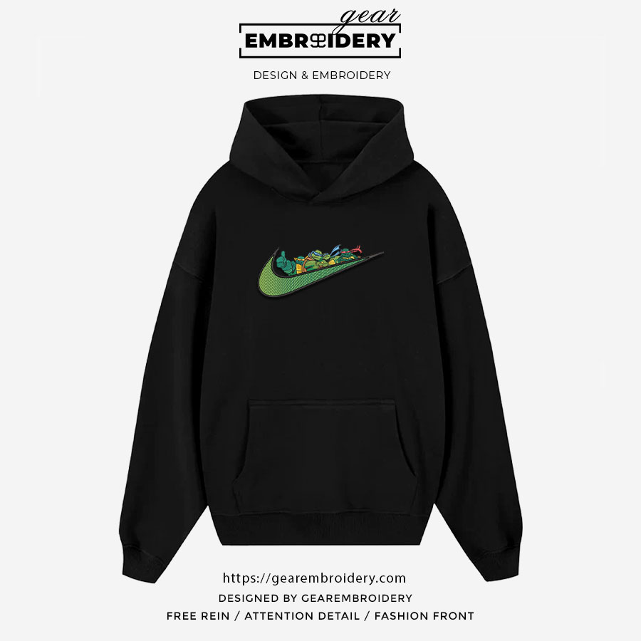 Ninja turtles swoosh ninja turtles Embroidered Personalized Embroidered T Shirt Sweatshirt Hoodie Clothing OTC036