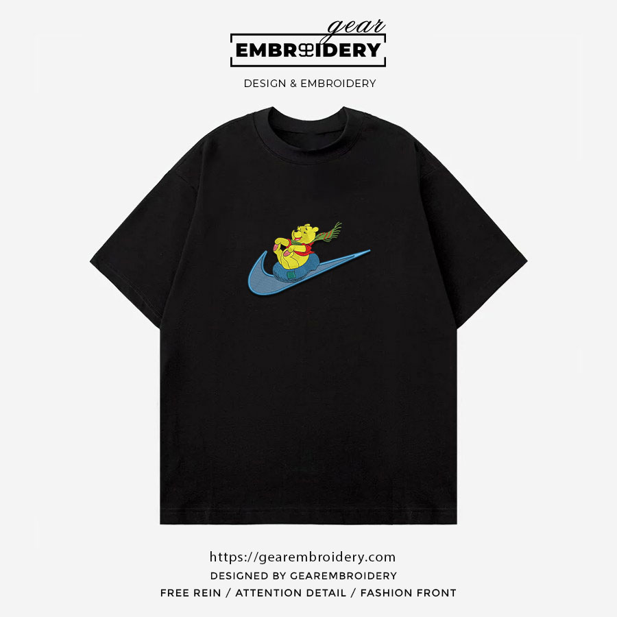 Pooh swoosh winnie the pooh Embroidered Personalized Embroidered T Shirt Sweatshirt Hoodie Clothing OTC039