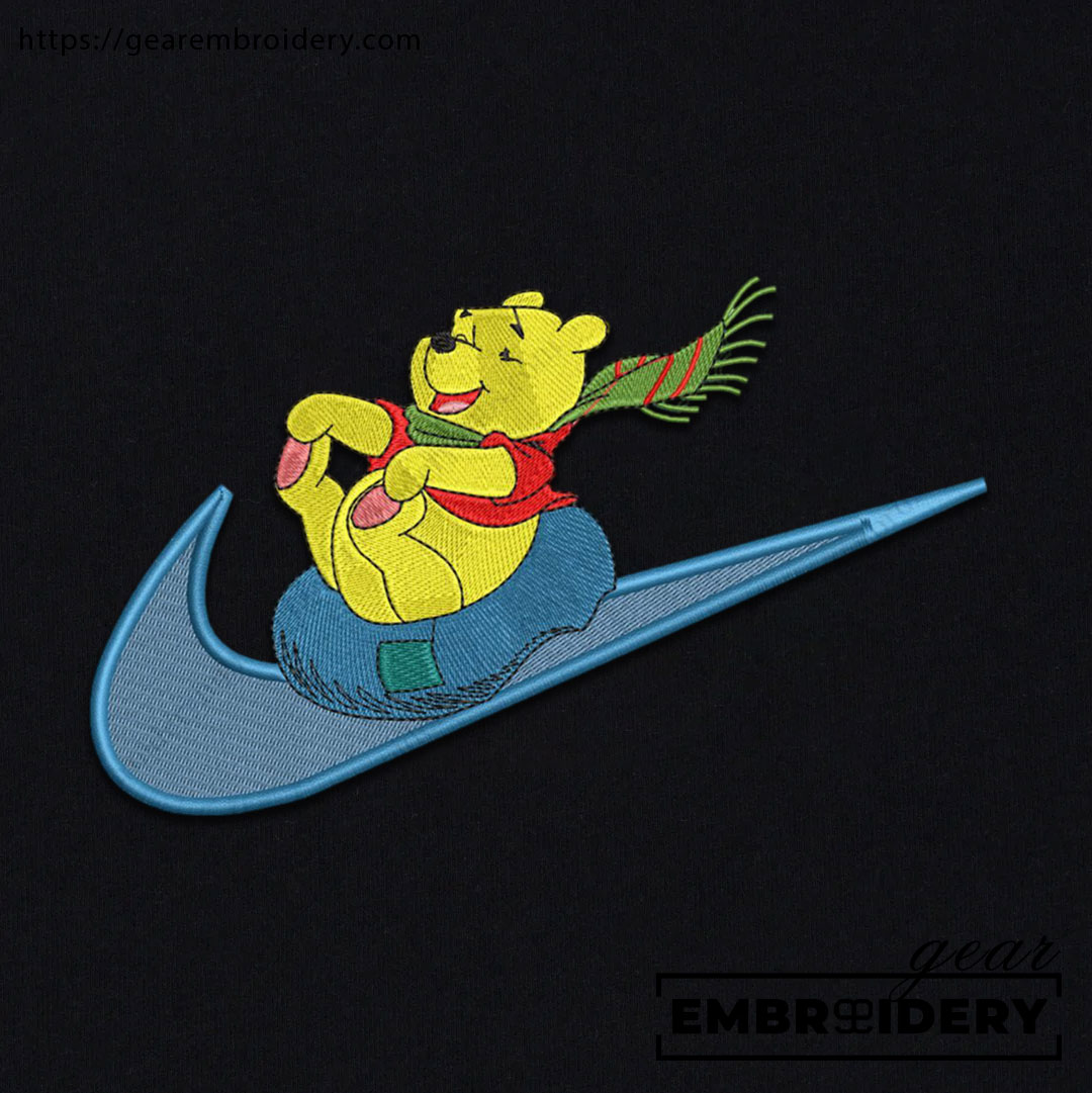 Pooh swoosh winnie the pooh Embroidered Personalized Embroidered T Shirt Sweatshirt Hoodie Clothing OTC039