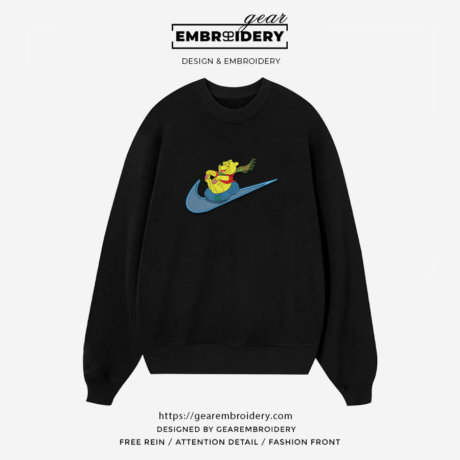 Pooh swoosh winnie the pooh Embroidered Personalized Embroidered T Shirt Sweatshirt Hoodie Clothing OTC039