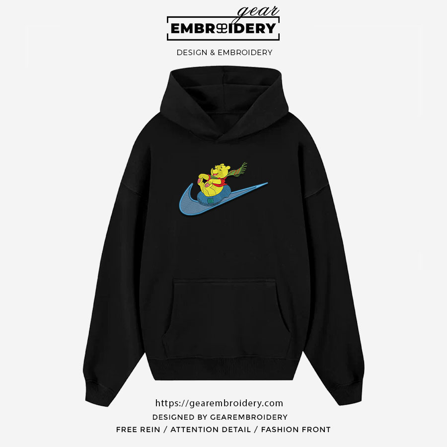 Pooh swoosh winnie the pooh Embroidered Personalized Embroidered T Shirt Sweatshirt Hoodie Clothing OTC039