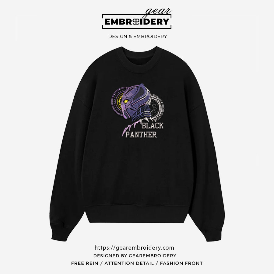 Black panther black panther superhero Embroidered Personalized Embroidered T Shirt Sweatshirt Hoodie Clothing SPH012